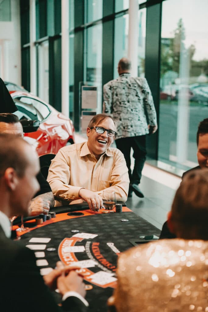 Gast am Blackjack-Tisch bei einem Event